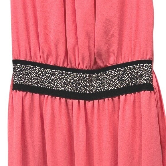 Unbranded Womens Embellished Maxi Dress Size 6 Pink Sundress Casual Waist Band - Picture 2 of 7